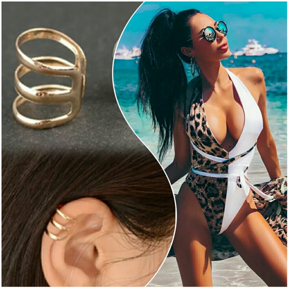 HOST PICK 🔥💥😎😲Leopard monokini ear cuff combo